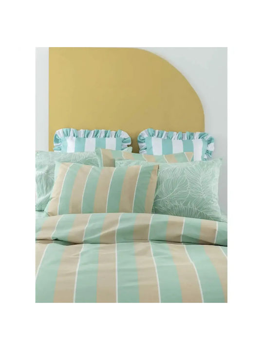 Palamaiki City Life Cl201 Bed Sheets Set King Size With Rubber Hugger 240x260+32cm Green (4pcs)