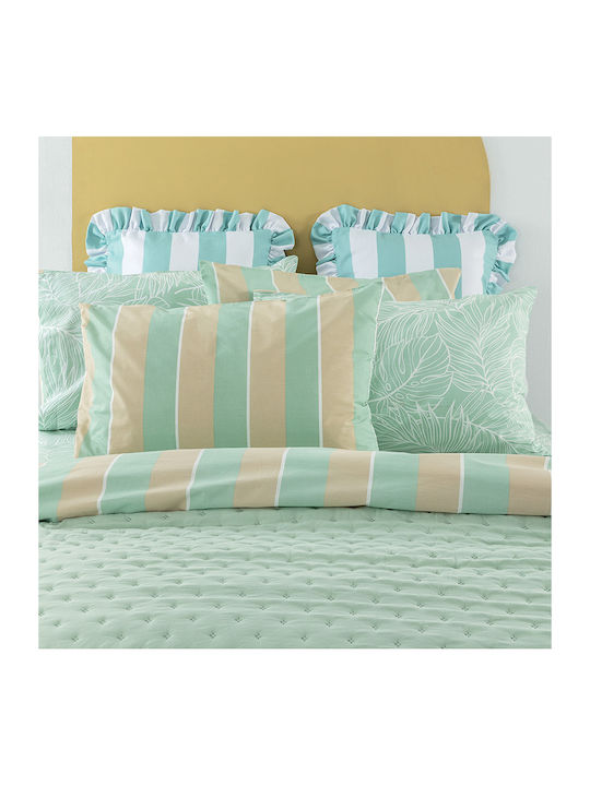Palamaiki City Life Cl201 Bed Sheets Set King Size With Rubber Hugger 240x260+32cm Green (4pcs)