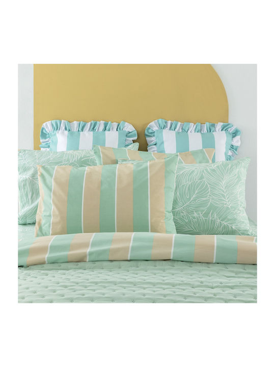 Palamaiki City Life Cl201 Bed Sheets Set King Size With Rubber Hugger 240x260+32cm Green (4pcs)