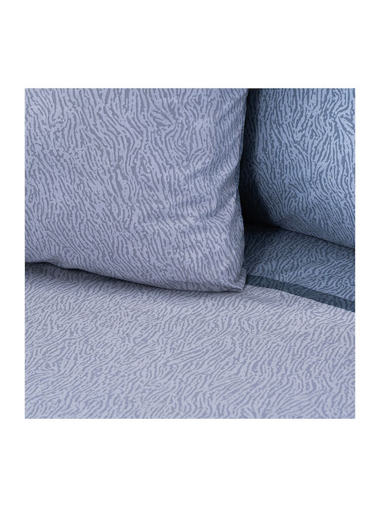 Beauty Home 12566 Double Bed Sheets Set With Rubber Hugger 165x200+30cm Light Blue 4 Pieces 12566SEUDL