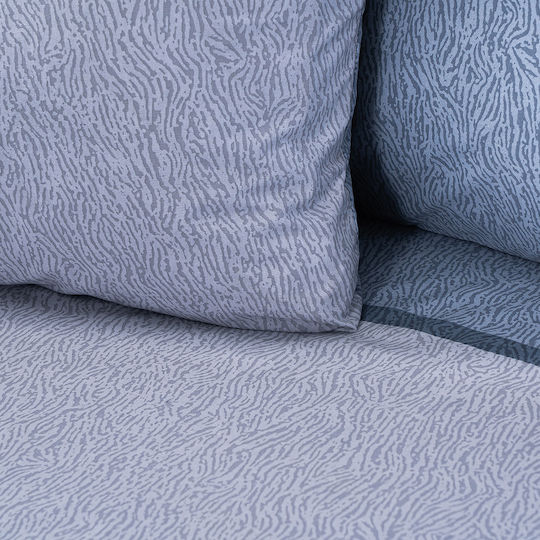 Beauty Home 12566 Double Bed Sheets Set With Rubber Hugger 165x200+30cm Light Blue 4 Pieces 12566SEUDL
