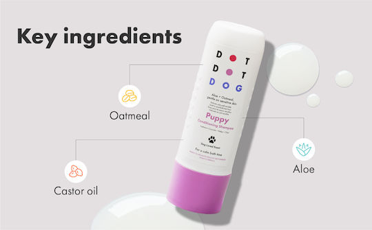 Șampon Balsamic Pentru Căței Aloe Fulgi De Ovă Dotdotpet Vegan Ingrediente 100% Naturale 280 Ml