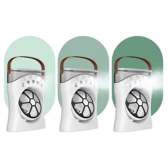 Portable Cooling Fan 3 Speeds Mist Humidification Adjustable Angle Night Light Usb 550ml White
