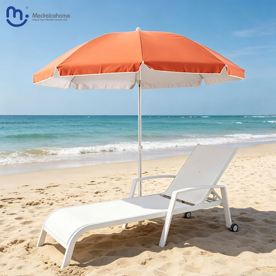 Folding Aluminum Beach Umbrella Diameter 1.8m with UV Protection Orange OPBU1001