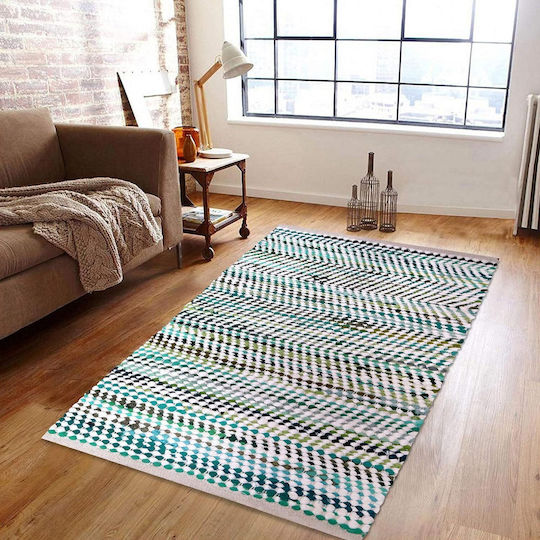 Gifiie Χαλί Ορθογώνιο από Γιούτα White Green 60x90cm
