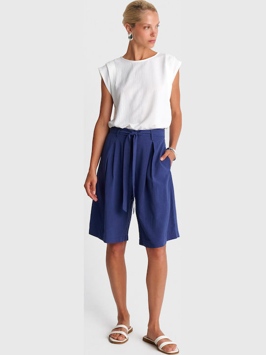 Damen Bermudas Leinen Blaue