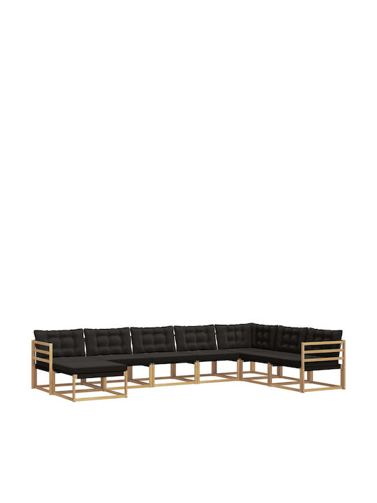 Canapea De Colț De Exterior Din Lemn Cu Perne 404x245.5x73cm
