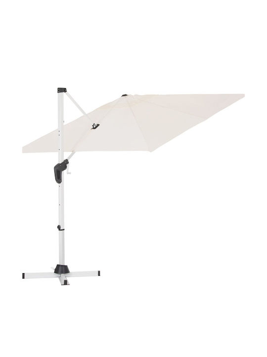 Professional Hanging Square Aluminum Garden & Terrace Parasol White 2.7x2.7m