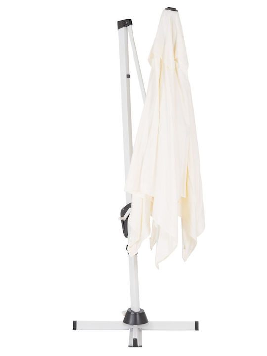 Professional Hanging Square Aluminum Garden & Terrace Parasol White 2.7x2.7m