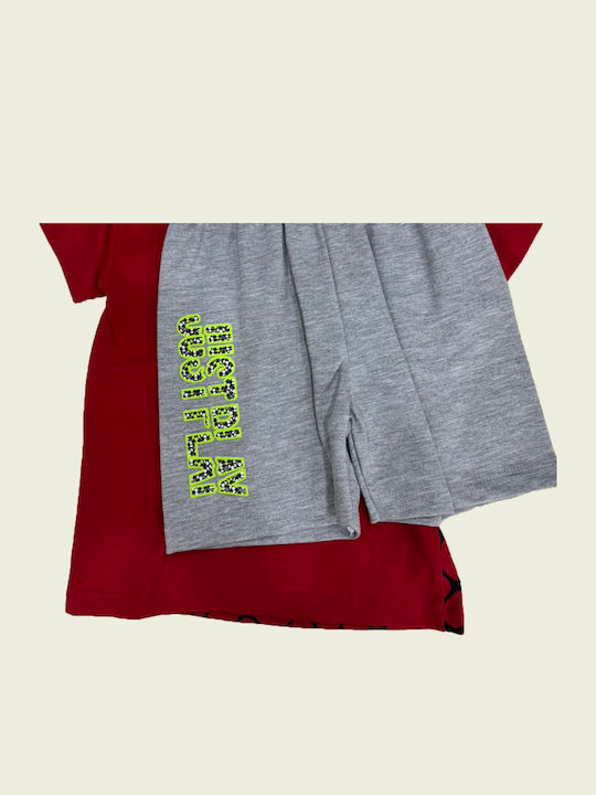 Kinderbekleidungssets mit Sommer Shorts 2 Stück Rot-Grau