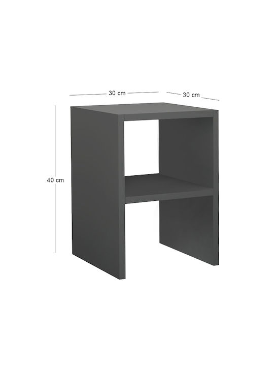 Bedside Table Smile Wooden Gray 30x30x40cm