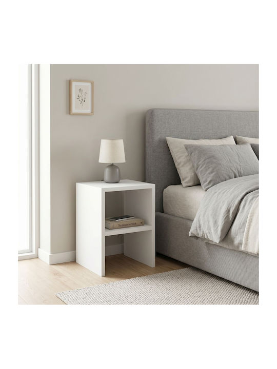 Bedside Table Smile Wooden White 30x30x40cm