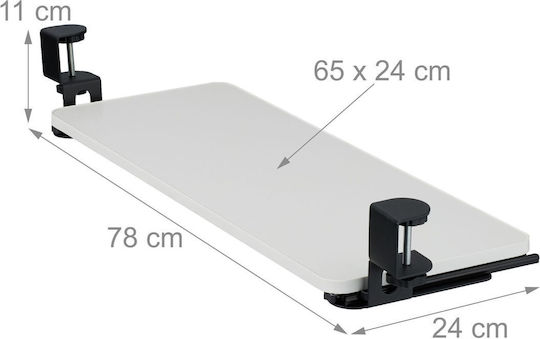Relaxdays Sliding Keyboard Tray Clips White Black 0