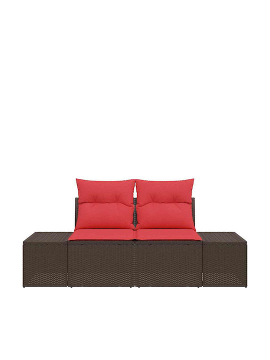 vidaXL Zweisitziges Outdoor-Sofa Rattan mit Kissen 184x62x69cm
