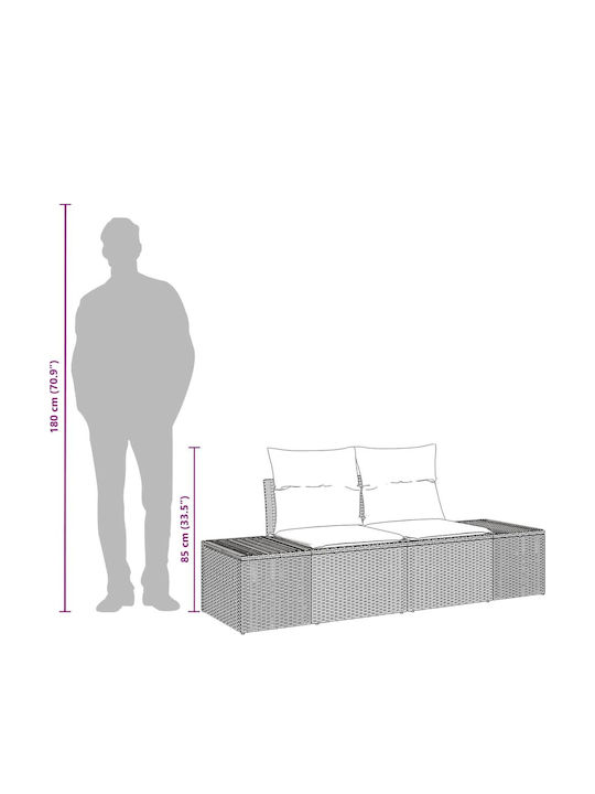 vidaXL Zweisitziges Outdoor-Sofa Rattan mit Kissen 184x62x69cm