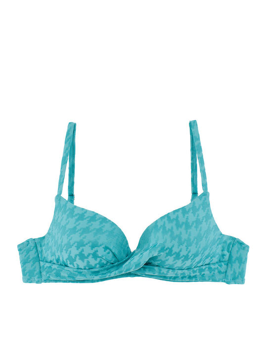 Γυναικείο Μαγιό Bikini Push-up Μπανέλα Pied-de-poule Τυρκουάζ