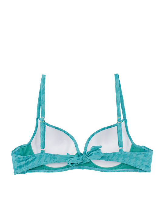 Γυναικείο Μαγιό Bikini Push-up Μπανέλα Pied-de-poule Τυρκουάζ