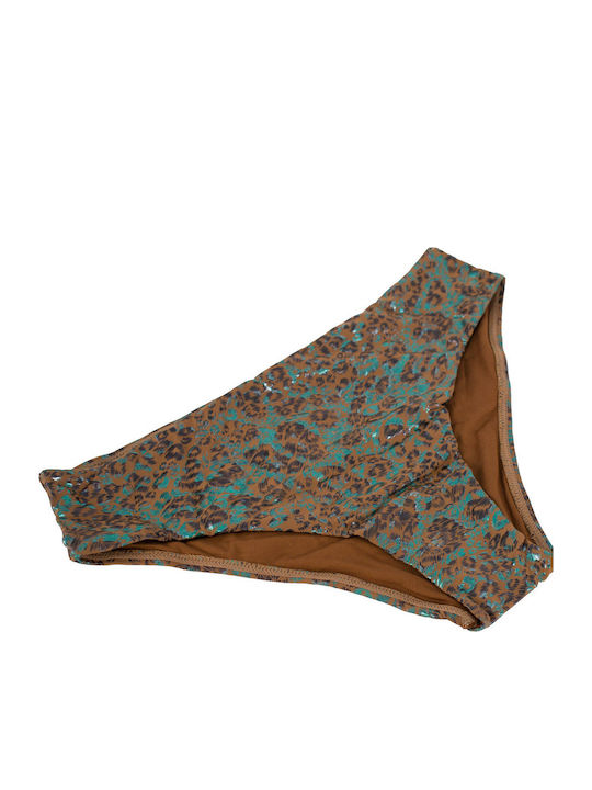 Women's Bikini Strapless Push-up Underwire Metallic Animal Print Brown