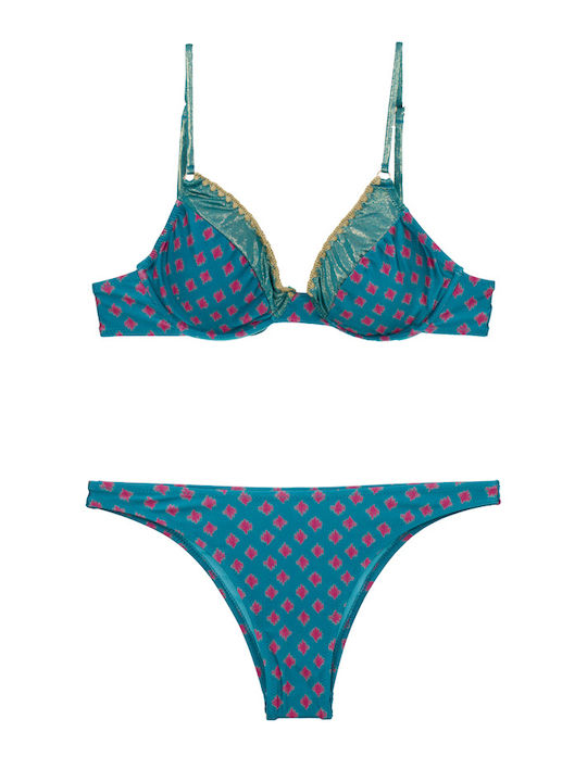 Γυναικείο Μαγιό Bikini Μπανέλα Boho-chic Πετρόλ Γυναικείο Μαγιό Bikini Μπανέλα Boho-chic Πετρόλ