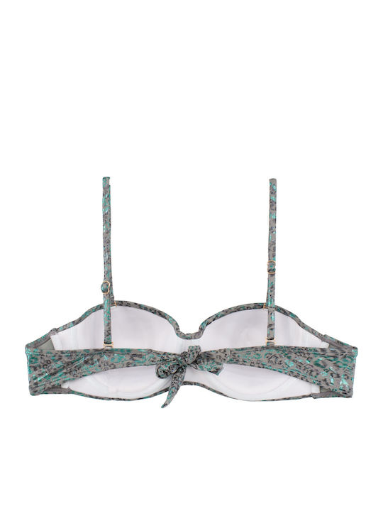 Γυναικείο Μαγιό Στράπλες Push-up Μπανέλα Metallic Animal Print Πράσινο