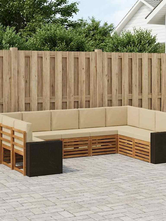 Ecksofa Outdoor Kunststoff mit Kissen 304x195.5x73cm