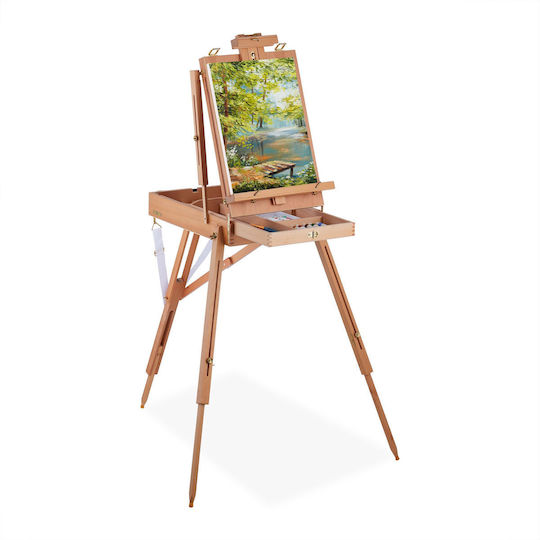 Sevalet Din Lemn Cu Sertar Relaxdays 180x70x100 Cm Culoare Naturală Portabil