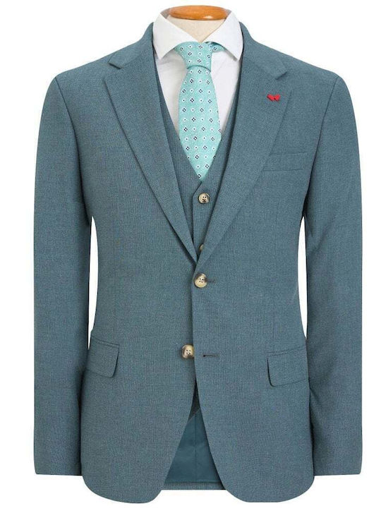 Men's Suit with Vest Petrol Blue