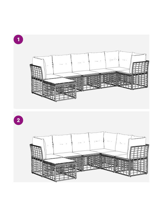Canapea De Colț Pentru Exterior Din Plastic Cu Perne