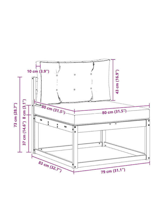 vidaXL Outdoor Sofa Tree-Seater with Cushions 249.5x83x73cm