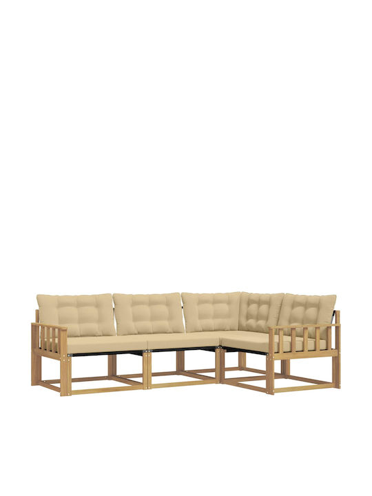 Corner Outdoor Sofa Wooden with Cushions 247.5x168.5x73cm