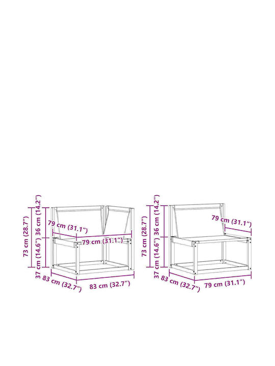 Corner Outdoor Sofa Wooden with Cushions 247.5x168.5x73cm