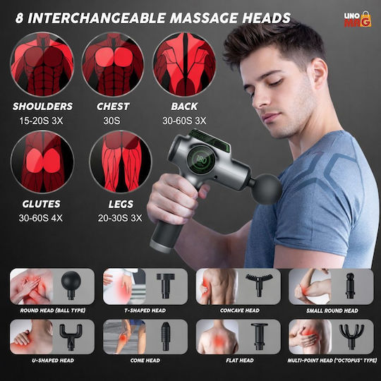 Linomag Pistol de Masaj pentru Gât, Spate, Picioare și Corp cu Vibrație Argintiu