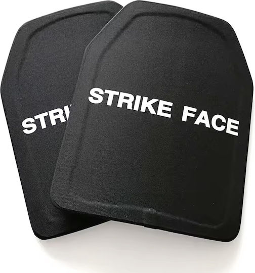 Set 2 Nij Iv Ballistic Plates Alumina + Pe Material Advanced Protection Against Ap 7.62x63mm M2 Armor-piercing Bullets Curved Sapi Design Compatible Plate Carriers Strike Face Inscription Shock Moisture Resistant Size 25x30 Cm Black