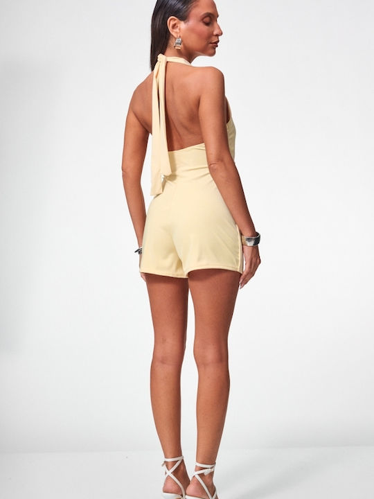 Damen Jumpsuit Kurze Hosen Gelbe