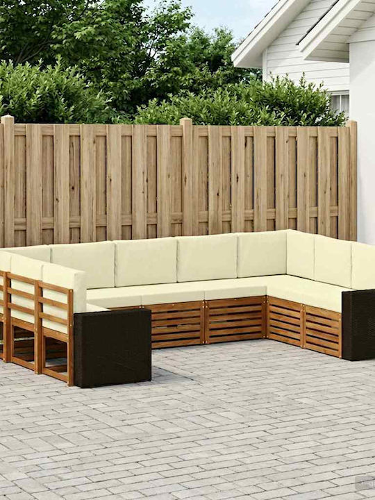 Canapea De Colț De Exterior Din Plastic Cu Perne 304x195.5x73cm