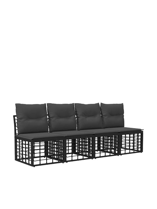 Ecksofa Outdoor Metallisch Schwarz mit Kissen