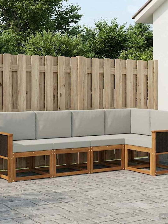 Ъглов Диван За Външна Употреба Дървен С Макси Подложки 243x124.5x73см