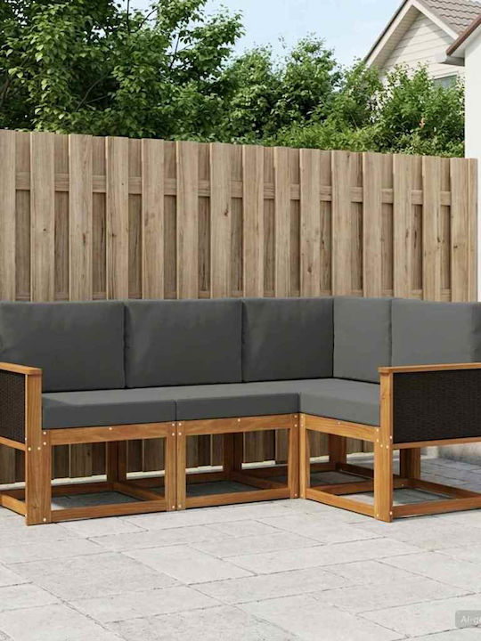 Canapea De Colț Pentru Exterior Din Plastic Cu Perne 183.5x124.5x73cm