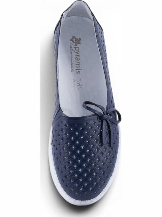 Leather Women's Loafers In Blue Colour