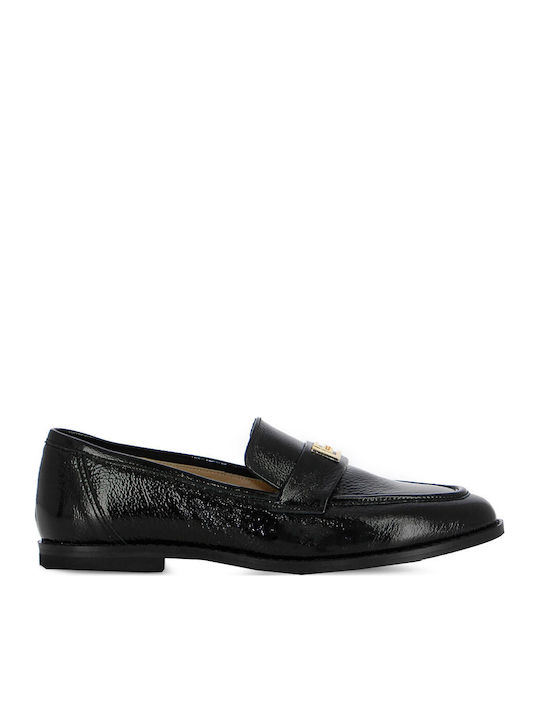Leder Damen Mokassins in Schwarz Farbe