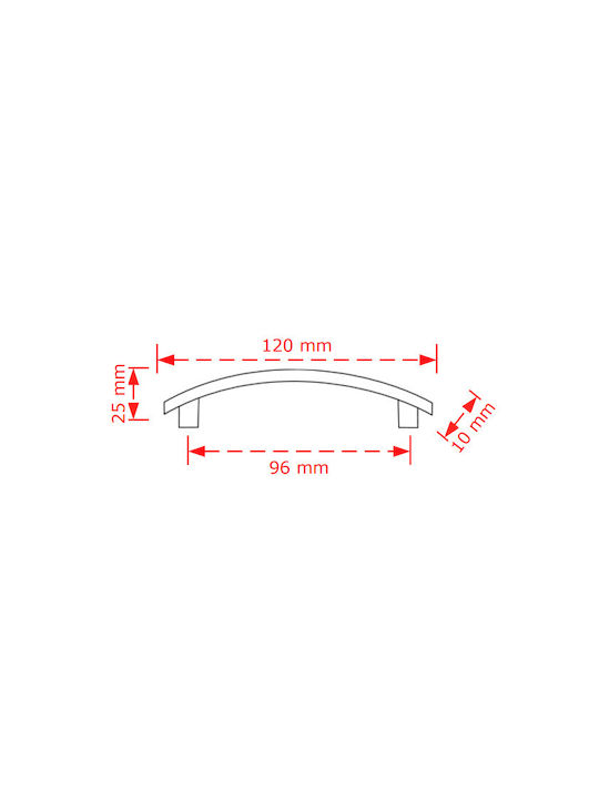 Viobrass 131 Λαβή Επίπλου από Μέταλλο Νίκελ Ματ 120mm (Απόσταση Κέντρων 96mm) 131