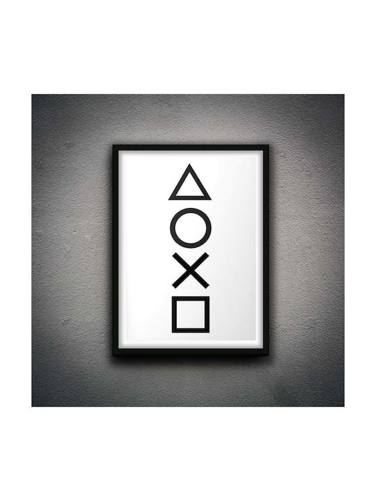 Gaming Poster Playstation Symbols Gm138 40cm X 50cm Λευκή Ξύλινη Κορνίζα