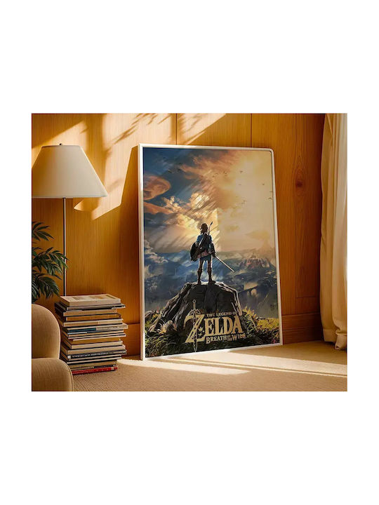 Gaming Poster Zelda Breath Wild Gm2338 40cm X 50cm White Wooden Frame