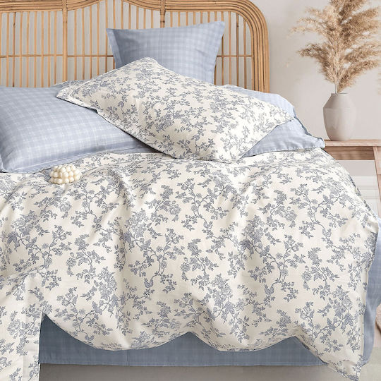 Rythmos Set Coverlets Double Cotton Satin Light Blue 220x240cm 3 Pieces