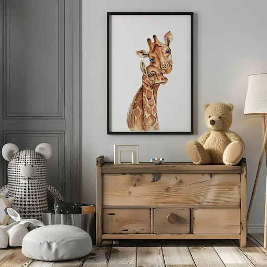 Παιδικό Κάδρο Giraffes με Λευκή Κορνίζα από Ξύλο 40x50εκ.