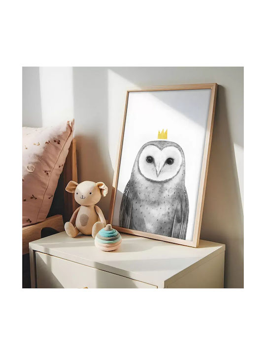 Παιδικό Κάδρο Queen Owl με Λευκή Κορνίζα από Ξύλο 40x50εκ.