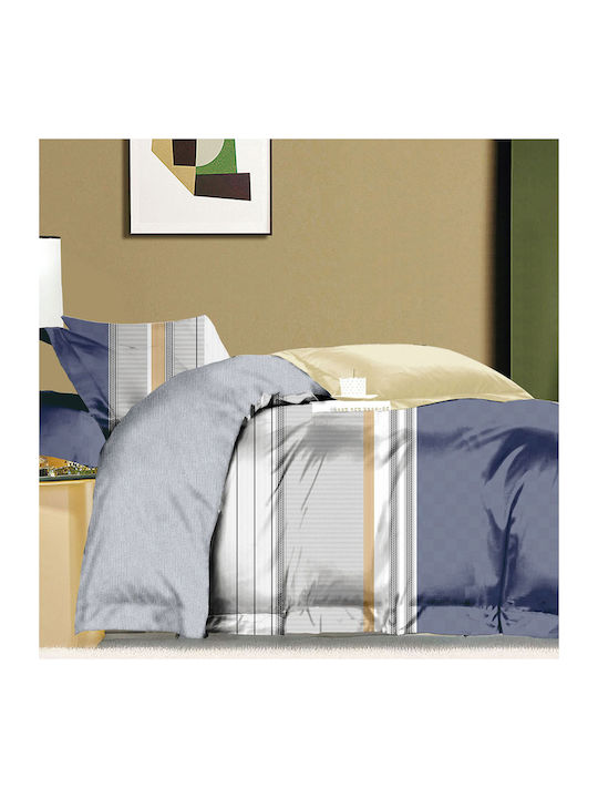 Rythmos Cattle Подредба Покривало Кингсайз Памук Blue-grey 235x250см 3бр