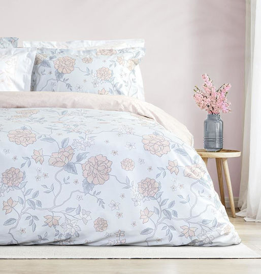 Nima Floral Dream Подредба Шалтета Двойно Памучно Светлосиньо 220x240см
