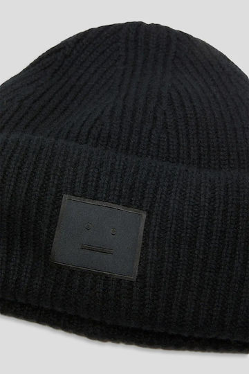 Beanie Unisex Σκούφος Πλεκτός σε Μαύρο χρώμα