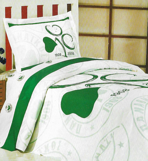 Palamaiki Panathinaikos FC1 Подредба Кувертюра Единична Памук Зелен 170x240см